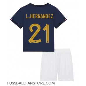 Frankreich Lucas Hernandez #21 Replik Heimtrikot Kinder WM 2022 Kurzarm (+ Kurze Hosen)